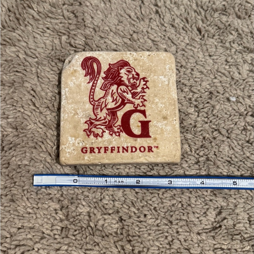 Gryffindor Stone Coaster with Red Lion Emblem